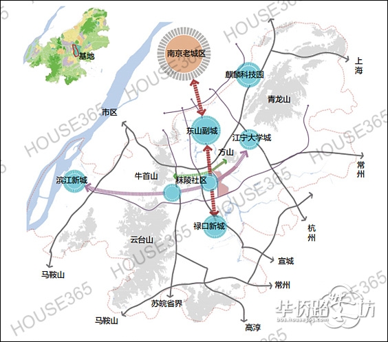 规划区分属3个行政单位管辖,以河为界分别是:科学园,秣陵街道,湖熟